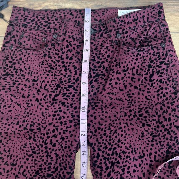 Rag & Bone velvet burgundy cheetah print pants   Hana size 27 new rocker edgy - Picture 6 of 13
